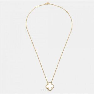 Womens Pendant Necklace Gold plated & White , Irish shamrock, festival, boho,